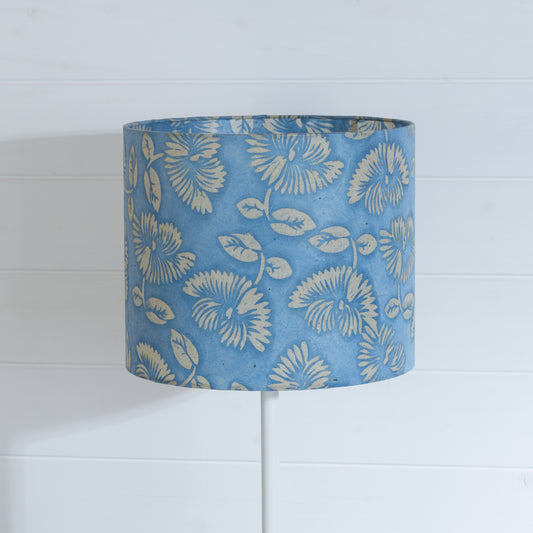 Drum Lamp Shade - B129 ~ Batik Peony Blue, 30cm(d) x 25cm(h)