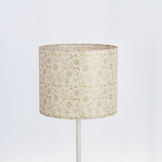 Drum Lamp Shade - P69 - Garden Gold on Natural, 30cm(d) x 25cm(h)
