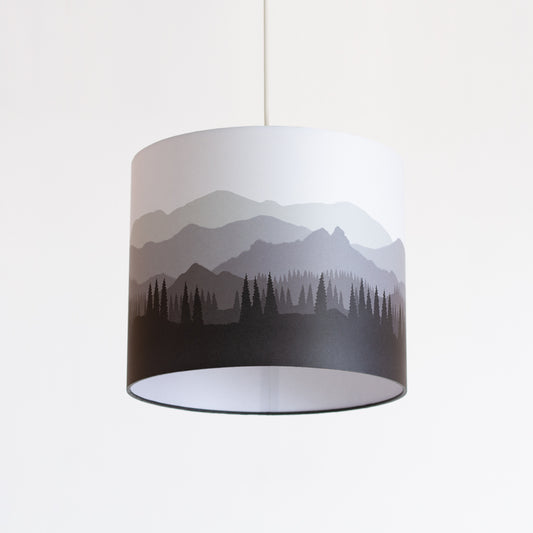 Landscape #4 Print Drum Lamp Shade 30cm(d) x 25cm(h) - Grey