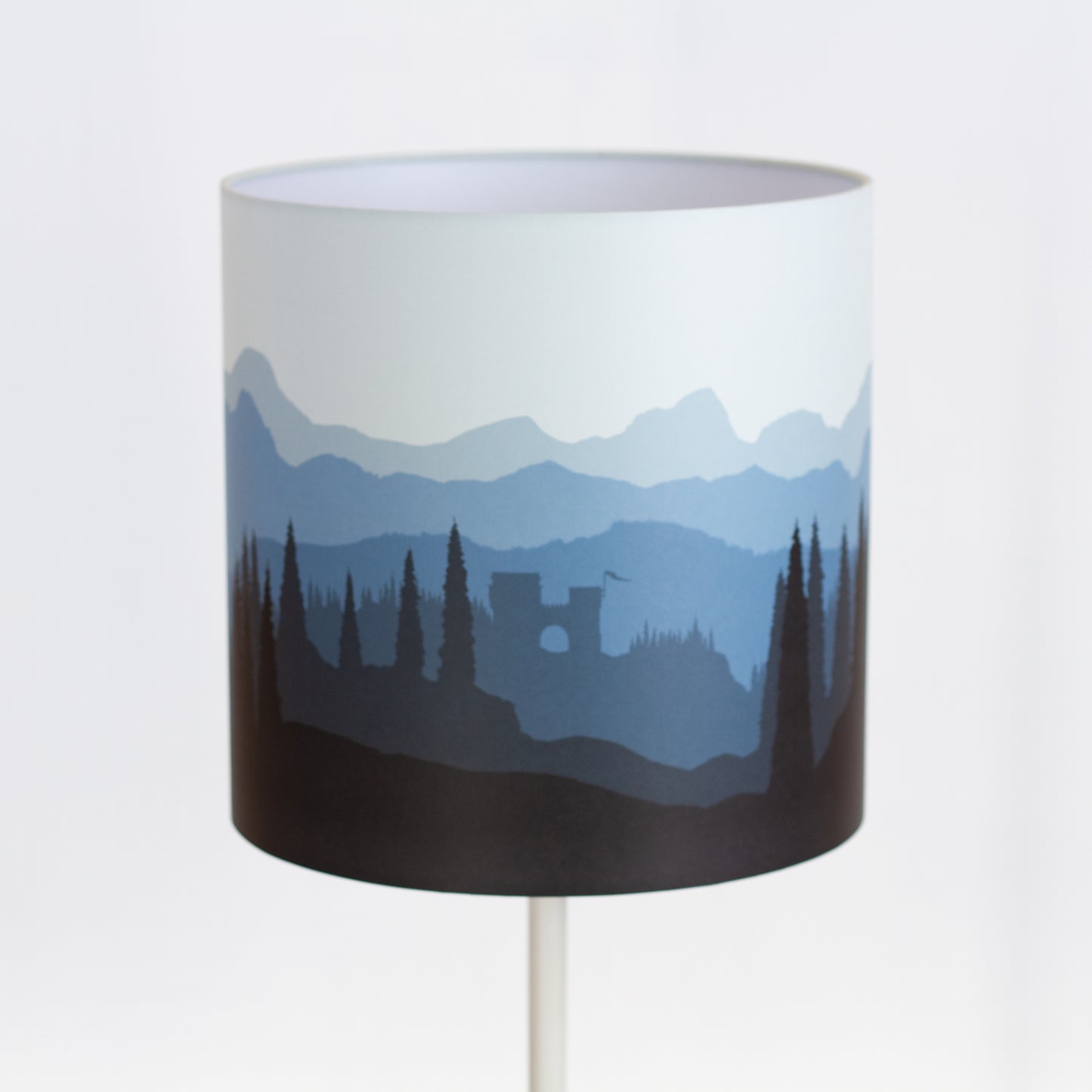 Forest Landscape Print Drum Lamp Shade 30cm(d) x 30cm(h) Blue