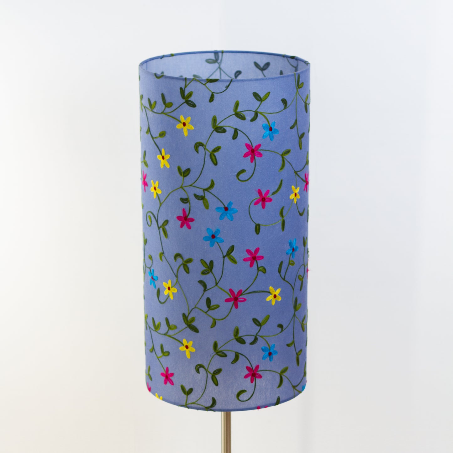 Drum Lamp Shade ~ P46 ~ Embroidered Evening Blue ~ 30cm(d) x 60cm(h)