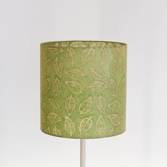 Drum Lamp Shade - P29 - Batik Leaf on Green, 30cm(d) x 30cm(h)