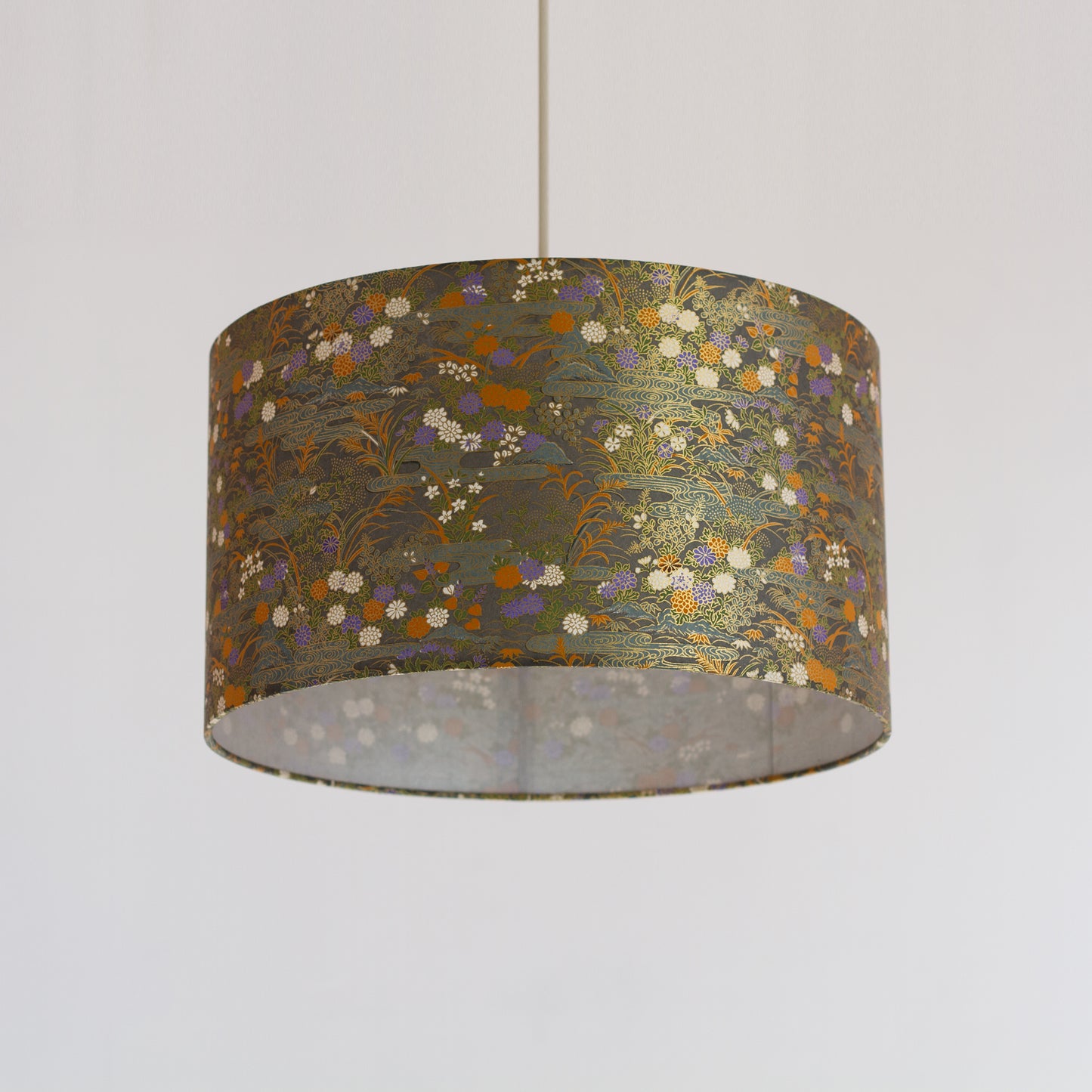 Drum Lamp Shade - W08 ~ Lily Pond, 35cm(d) x 20cm(h)