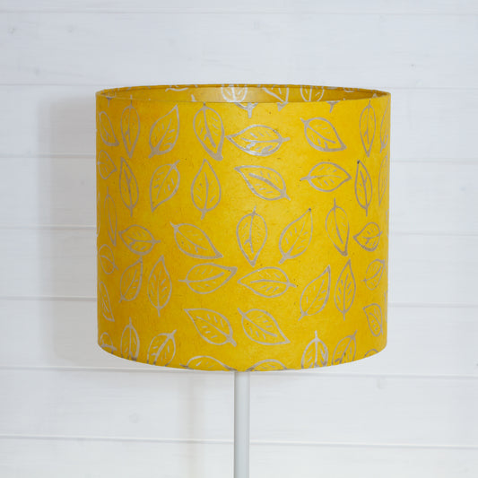 Drum Lamp Shade - B107 ~ Batik Leaf Yellow, 35cm(d) x 30cm(h)