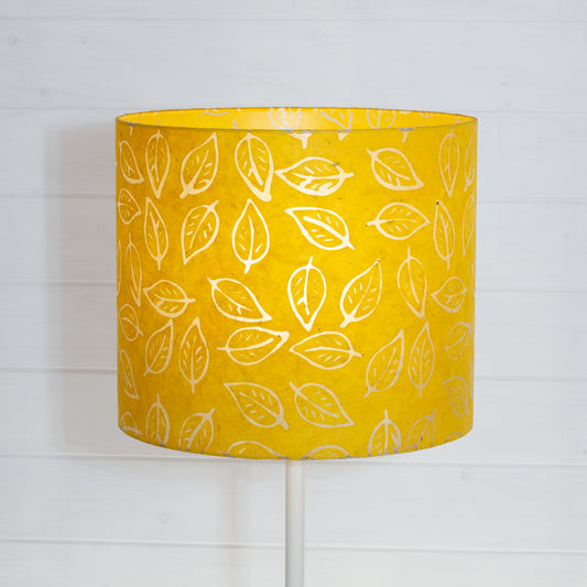 Drum Lamp Shade - B107 ~ Batik Leaf Yellow, 35cm(d) x 30cm(h)