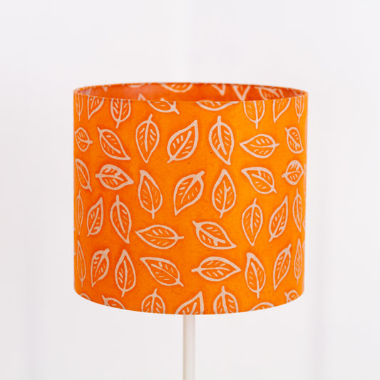 Drum Lamp Shade - B123 ~ Batik Leaf Orange, 35cm(d) x 30cm(h)