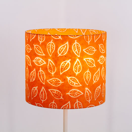 Drum Lamp Shade - B123 ~ Batik Leaf Orange, 35cm(d) x 30cm(h)