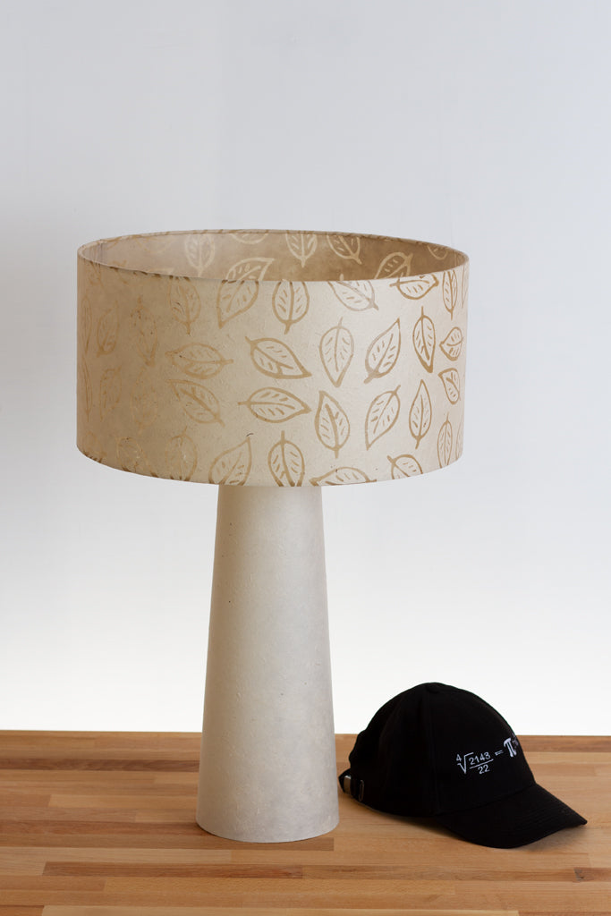Matching Table Lamp Large with Drum Lamp Shade P28 ~ Batik Leaf on Natural
