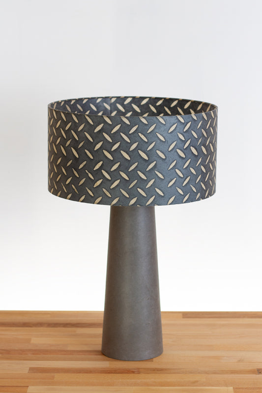 Matching Table Lamp Large with Drum Lamp Shade P88 ~ Batik Tread Plate Grey