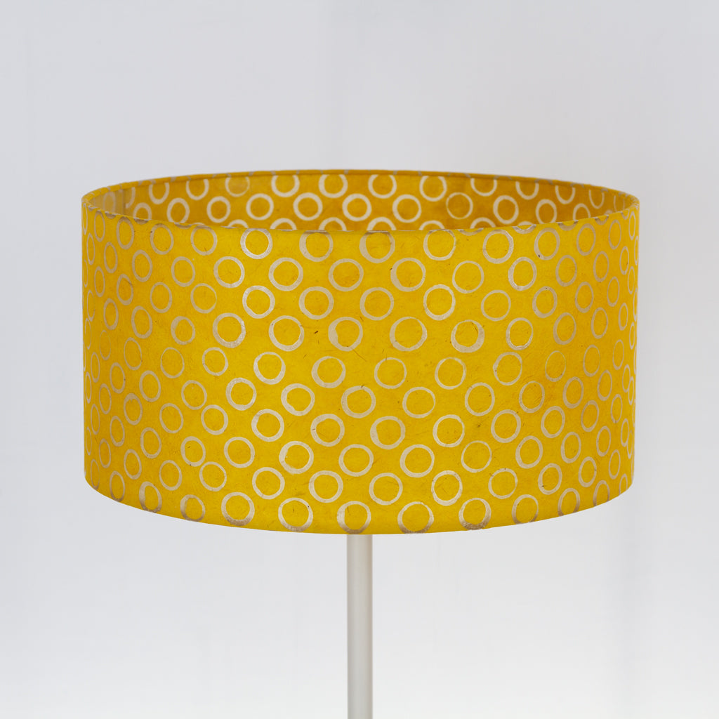 Drum Lamp Shade - P71 - Batik Yellow Circles, 40cm(d) x 20cm(h)