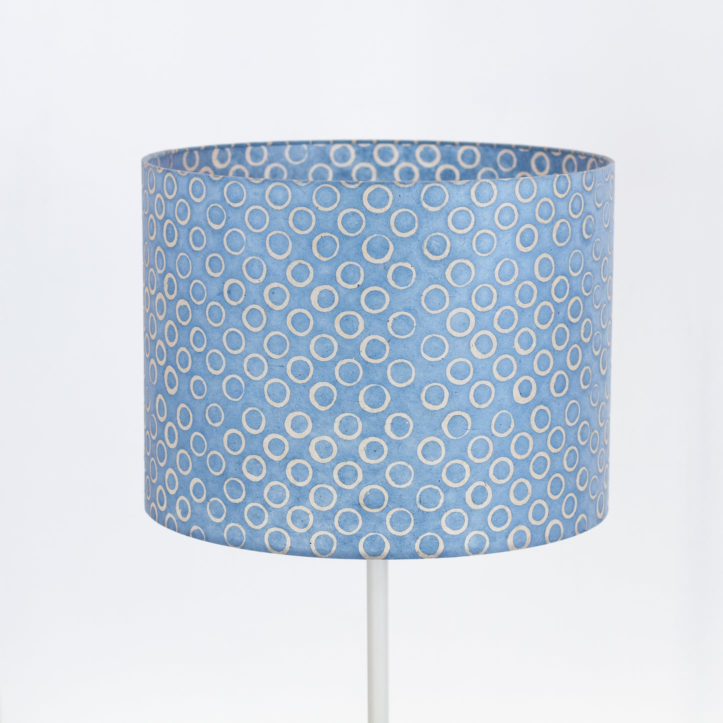 Drum Lamp Shade - P72 - Batik Blue Circles, 40cm(d) x 30cm(h)