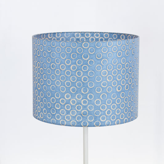 Drum Lamp Shade - P72 - Batik Blue Circles, 40cm(d) x 30cm(h)