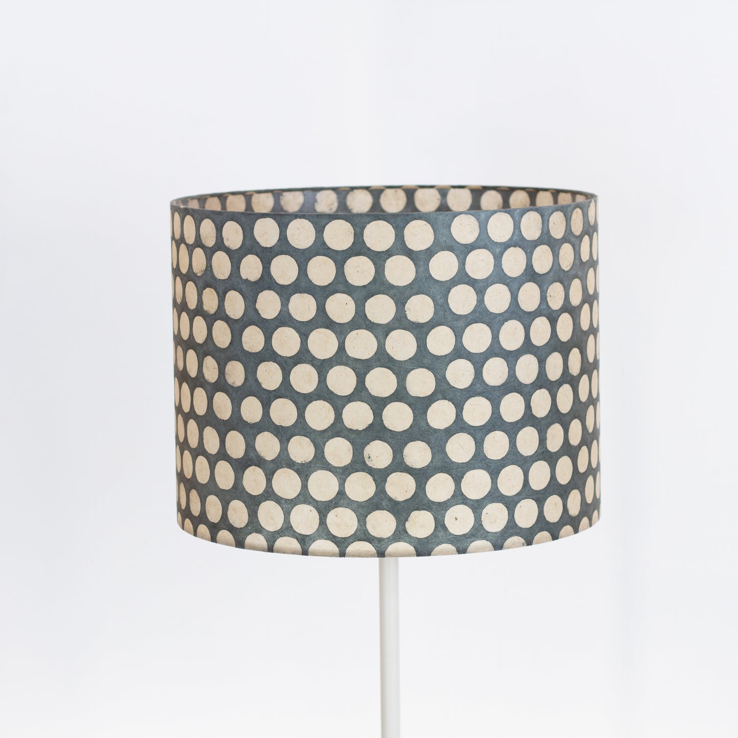 Drum Lamp Shade - P78 - Batik Dots on Grey, 40cm(d) x 30cm(h)