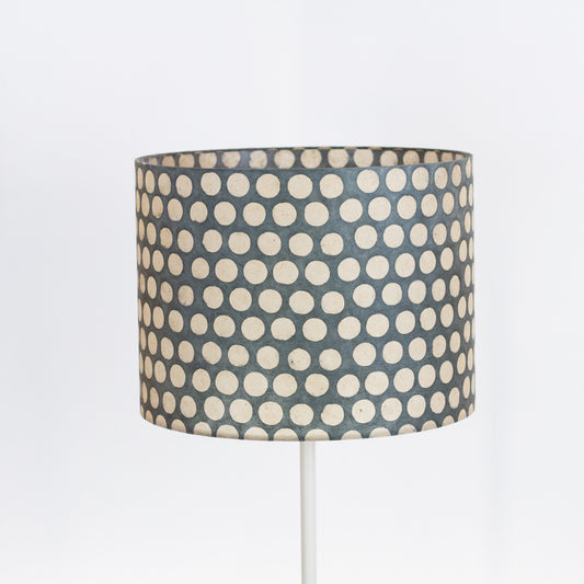 Drum Lamp Shade - P78 - Batik Dots on Grey, 40cm(d) x 30cm(h)