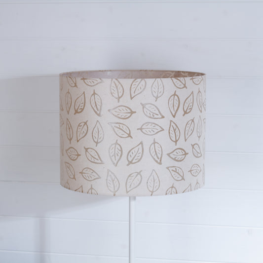Drum Lamp Shade - P28 - Batik Leaf on Natural, 40cm(d) x 30cm(h)