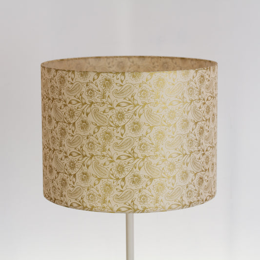 Drum Lamp Shade - P69 - Garden Gold on Natural, 40cm(d) x 30cm(h)