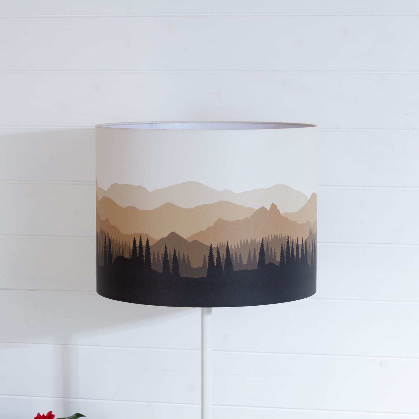 Landscape #4 Print Drum Lamp Shade 40cm(d) x 30cm(h) - Brown