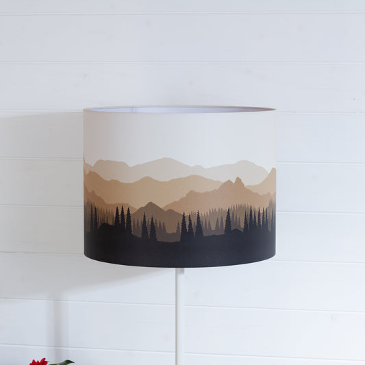 Landscape #4 Print Drum Lamp Shade 40cm(d) x 30cm(h) - Brown