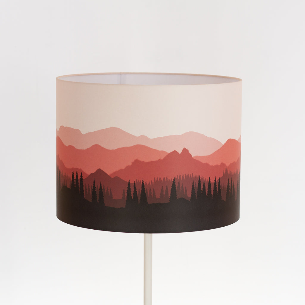 Landscape #4 Print Drum Lamp Shade 40cm(d) x 30cm(h) - Red (D24)