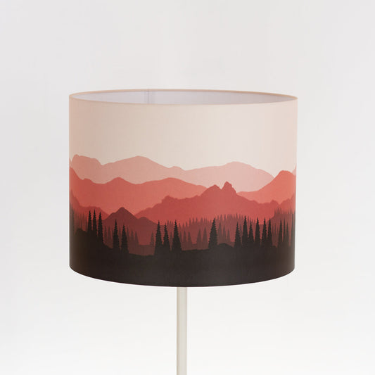 Landscape #4 Print Drum Lamp Shade 40cm(d) x 30cm(h) - Red (D24)