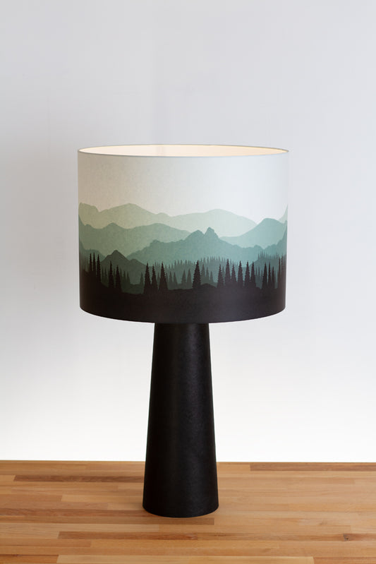 Matching Table Lamp Large with Drum Lamp Shade ~ Landscape #4 Green (D21)