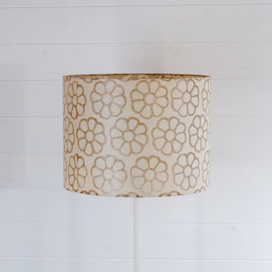 Drum Lamp Shade - P17 - Batik Big Flower on Natural, 40cm(d) x 30cm(h)