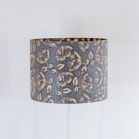 Drum Lamp Shade - B119 Batik Peony Grey, 40cm(d) x 30cm(h)