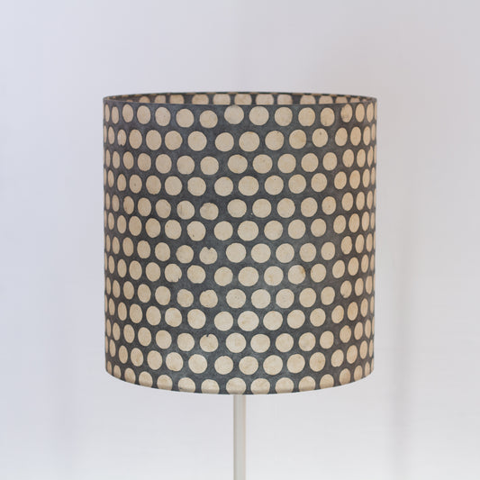 Drum Lamp Shade - P78 - Batik Dots on Grey, 40cm(d) x 40cm(h)