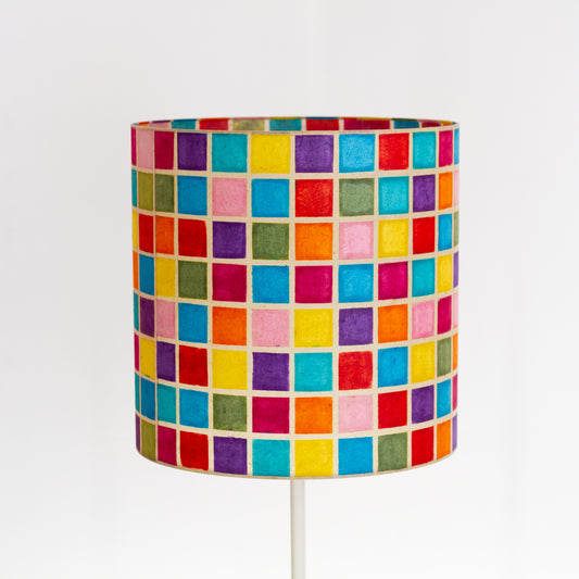 Drum Lamp Shade - P01 - Batik Multi Square, 40cm(d) x 40cm(h)