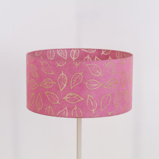 Drum Lamp Shade - P67 - Batik Leaf on Pink, 40cm(d) x 20cm(h)