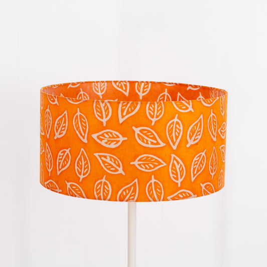 Drum Lamp Shade - B123 ~ Batik Leaf Orange, 40cm(d) x 20cm(h)