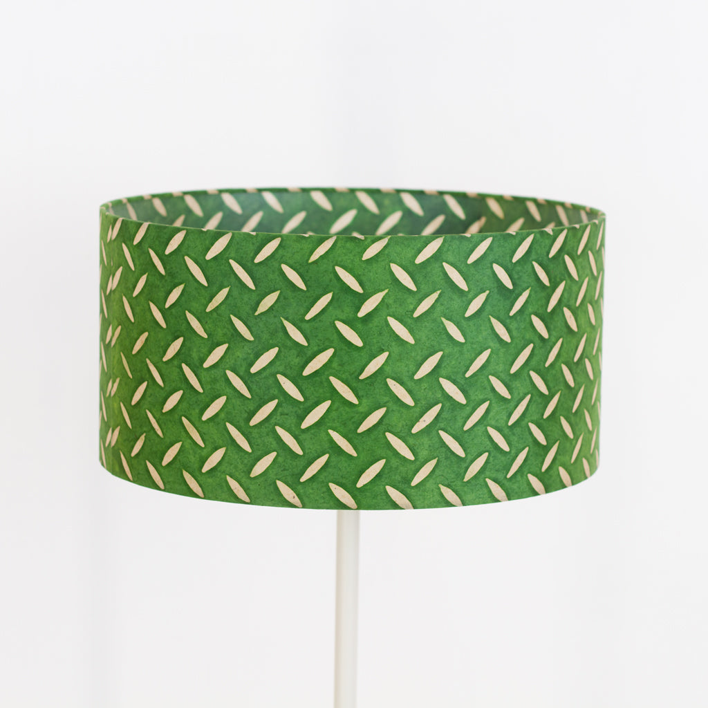 Drum Lamp Shade - P96 - Batik Tread Plate Green, 40cm(d) x 20cm(h)