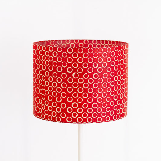 Drum Lamp Shade - P83 - Batik Red Circles, 40cm(d) x 30cm(h)
