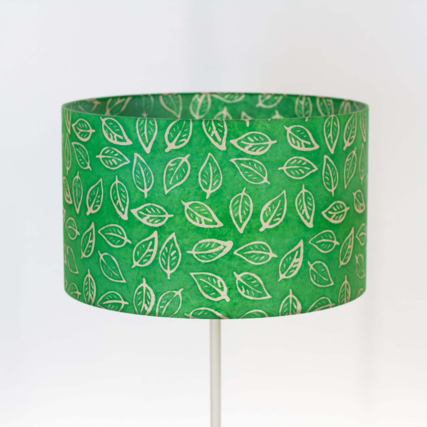 Drum Lamp Shade - B126 ~ Batik Leaf Bright Green, 50cm(d) x 30cm(h)