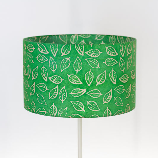 Drum Lamp Shade - B126 ~ Batik Leaf Bright Green, 50cm(d) x 30cm(h)