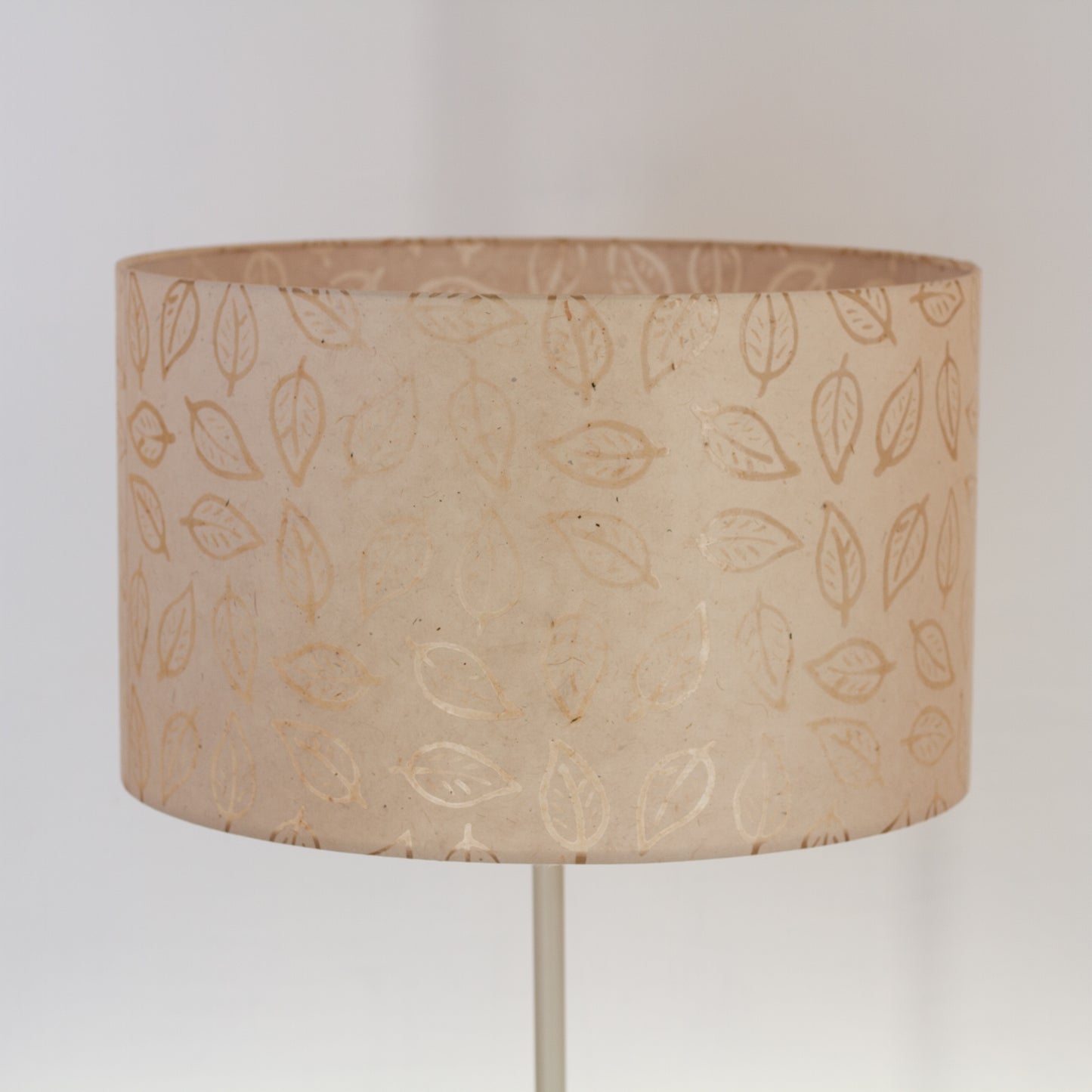 Drum Lamp Shade - P28 - Batik Leaf on Natural, 50cm(d) x 30cm(h)