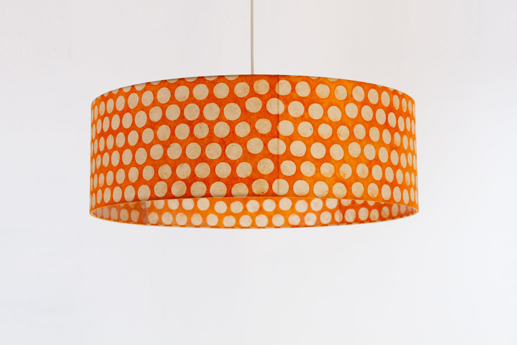 Drum Lamp Shade - B110 ~ Batik Dots on Orange, 60cm(d) x 20cm(h)