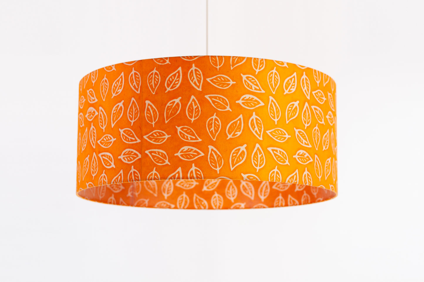 Drum Lamp Shade - B123 ~ Batik Leaf Orange, 70cm(d) x 30cm(h)