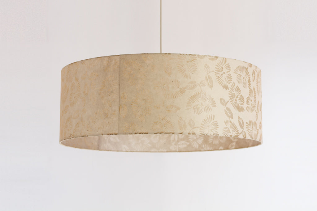 Drum Lamp Shade - P09 - Batik Peony on Natural, 70cm(d) x 25cm(h)