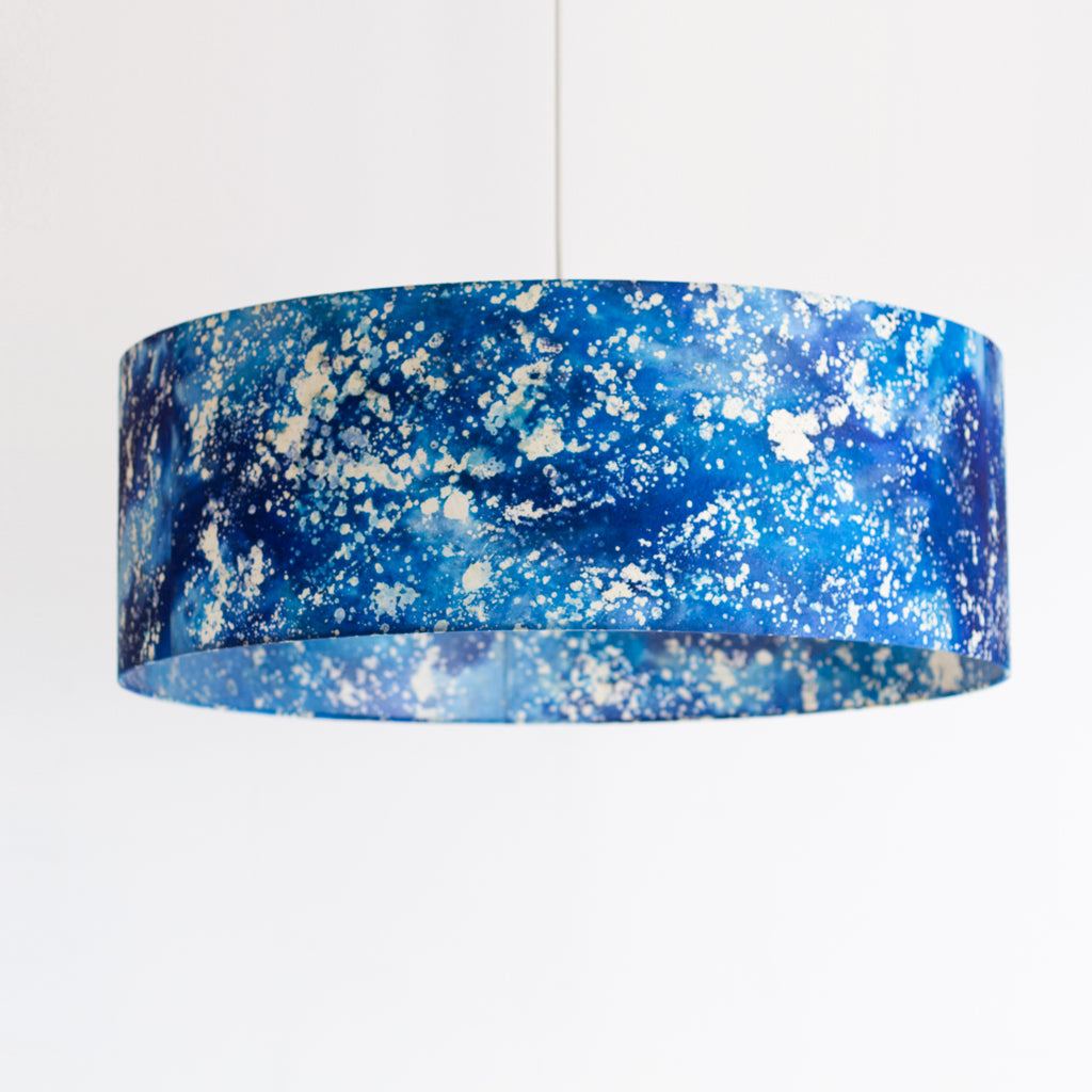 Drum Lamp Shade - B113 ~ Batik Ocean Blues, 70cm(d) x 25cm(h)