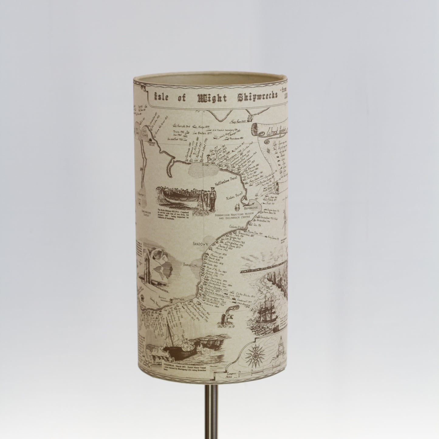 Shipwrecks of the Isle of Wight Map Drum Lamp Shade