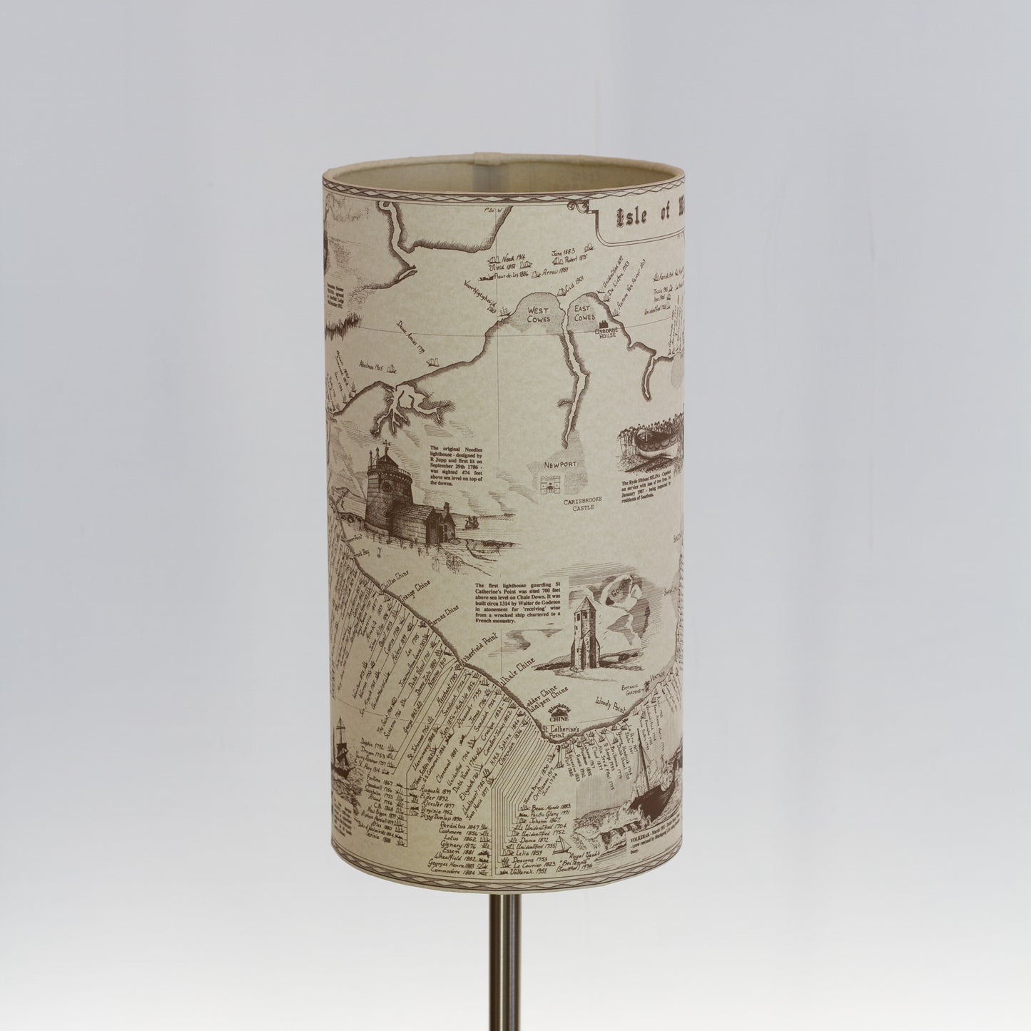 Shipwrecks of the Isle of Wight Map Drum Lamp Shade