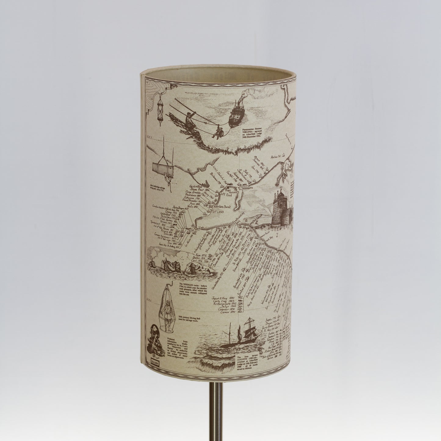 Shipwrecks of the Isle of Wight Map Drum Lamp Shade