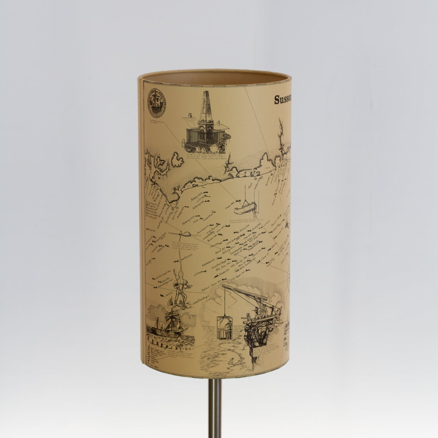 Shipwrecks of Sussex Map Drum Lamp Shade