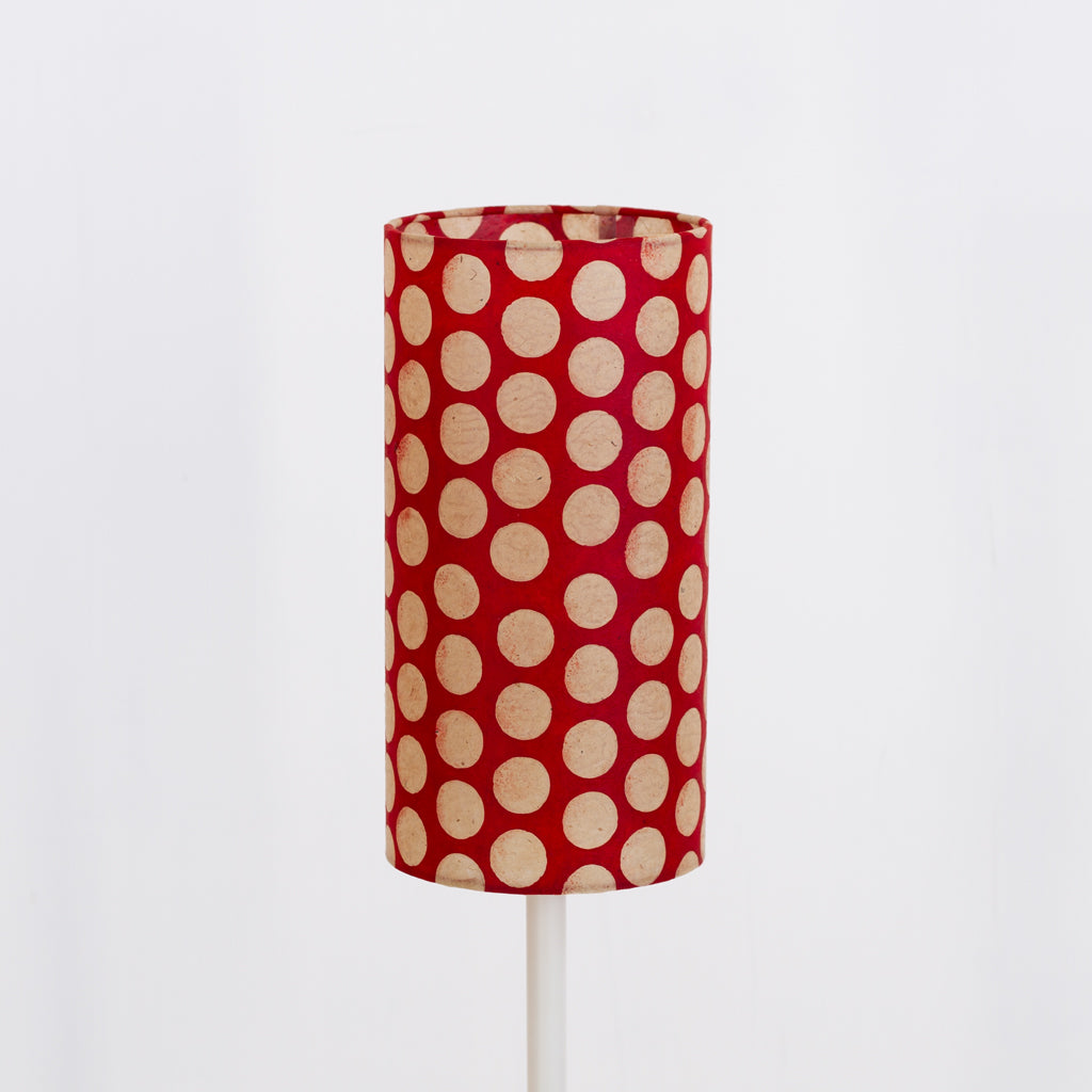 Drum Lamp Shade - P84 ~ Batik Dots on Red, 15cm(diameter)