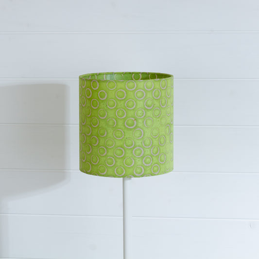 Drum Lamp Shade - P02 - Batik Lime Circles, 20cm(d) x 20cm(h)