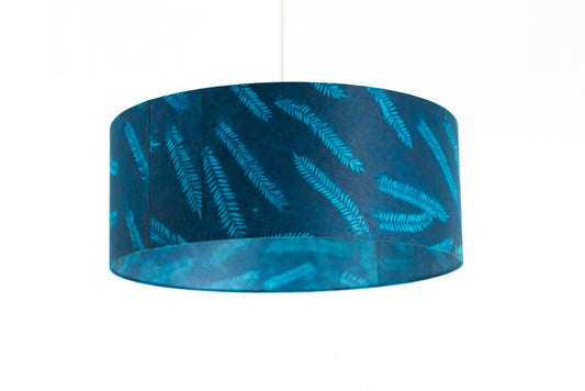 Drum Lamp Shade - B106 ~ Resistance Dyed Teal Fern, 50cm(d) x 20cm(h)