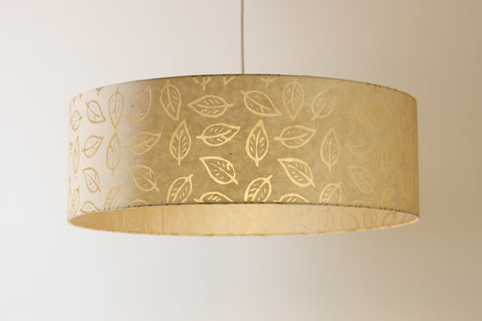 Drum Lamp Shade - P28 - Batik Leaf on Natural, 60cm(d) x 20cm(h)