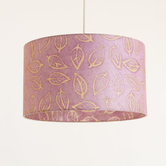 Drum Lamp Shade - P68 - Batik Leaf on Purple, 35cm(d) x 20cm(h)