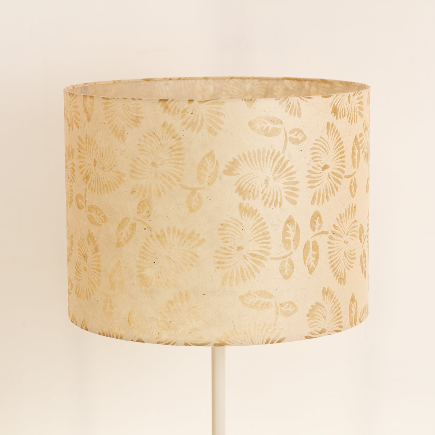 Drum Lamp Shade - P09 - Batik Peony on Natural, 40cm(d) x 30cm(h)